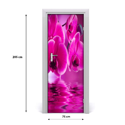 Adesivo em porta orquídea rosa