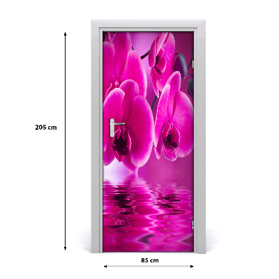 Adesivo em porta orquídea rosa
