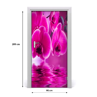 Adesivo em porta orquídea rosa