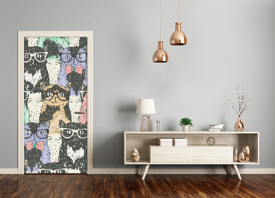 Adesivo em porta Gatos com óculos