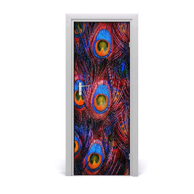 Adesivo em porta penas de pavão