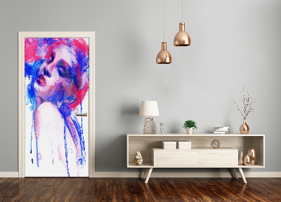 Papel de parede em porta Mulher abstrata