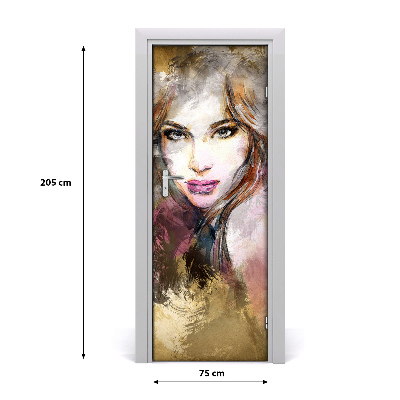 Papel de parede em porta Mulher abstrata