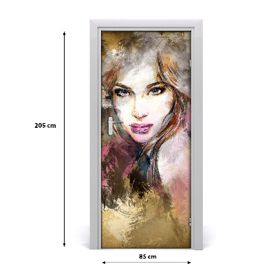 Papel de parede em porta Mulher abstrata