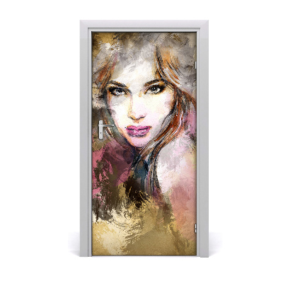 Papel de parede em porta Mulher abstrata