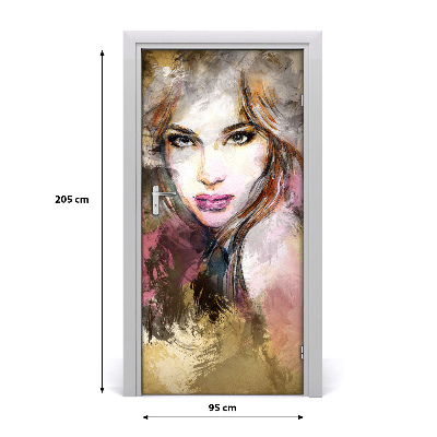 Papel de parede em porta Mulher abstrata