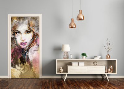 Papel de parede em porta Mulher abstrata