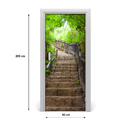 Papel de parede em porta Escadas na floresta