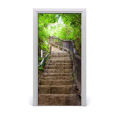 Papel de parede em porta Escadas na floresta