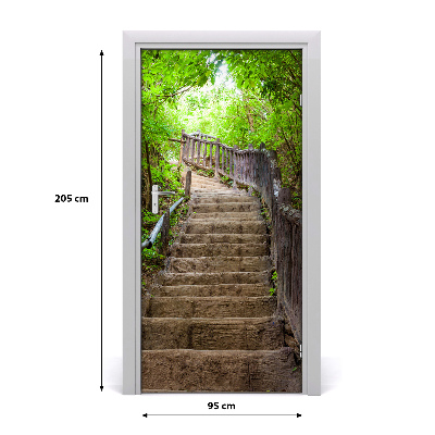 Papel de parede em porta Escadas na floresta