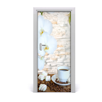 Autocolante para porta Uma xícara de café