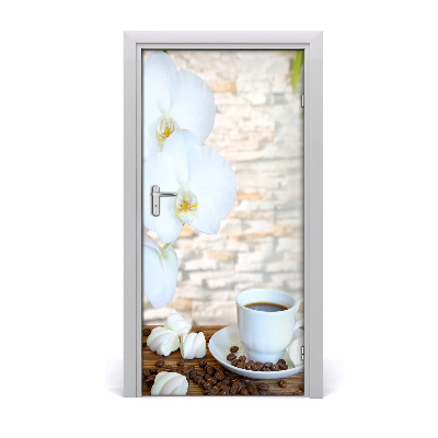 Autocolante para porta Uma xícara de café