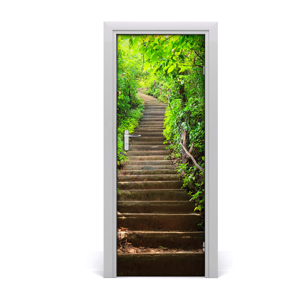 Autocolante para porta Escadas para a floresta