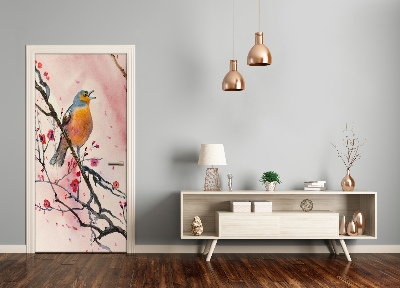 Autocolante para porta Um pássaro em um galho