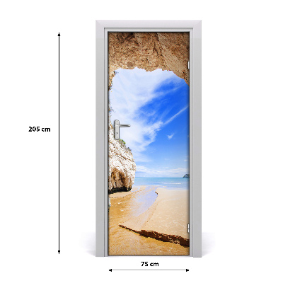 Papel de parede em porta Caverna à beira-mar