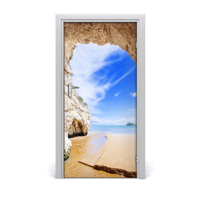 Papel de parede em porta Caverna à beira-mar