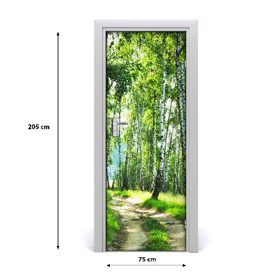 Adesivo em porta Floresta de bétulas