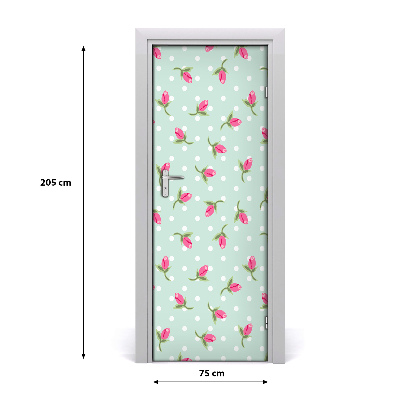 Papel de parede em porta rosas em casa