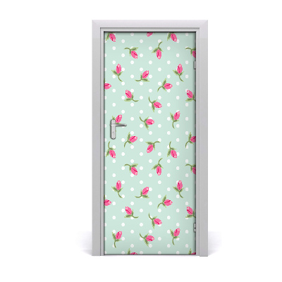 Papel de parede em porta rosas em casa