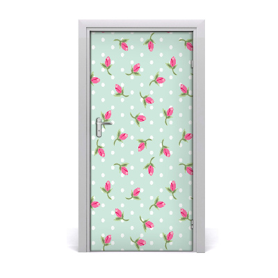 Papel de parede em porta rosas em casa