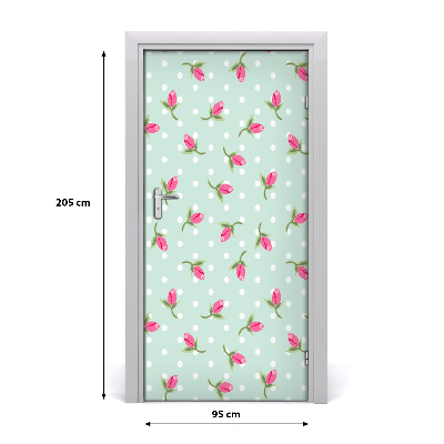 Papel de parede em porta rosas em casa