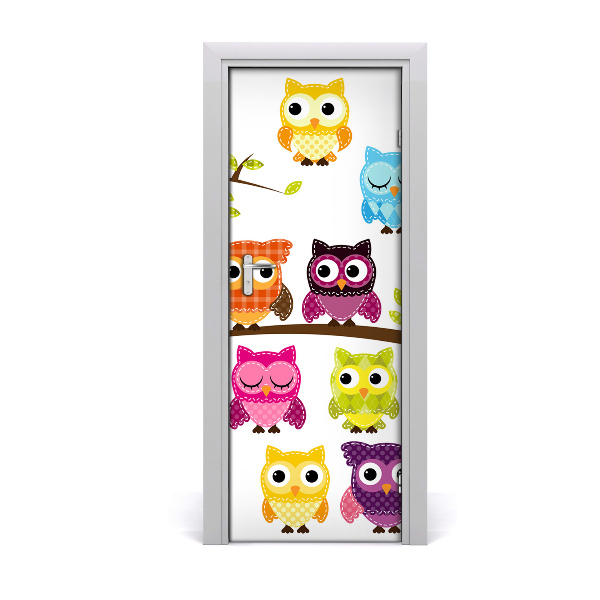 Autocolante para porta Corujas coloridas