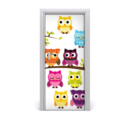 Autocolante para porta Corujas coloridas