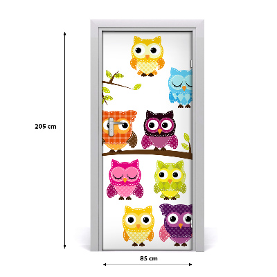 Autocolante para porta Corujas coloridas