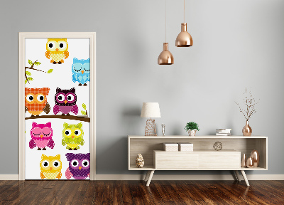 Autocolante para porta Corujas coloridas