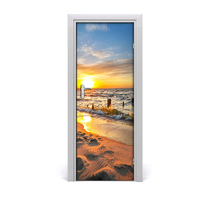 Adesivo em porta Pôr do sol no mar