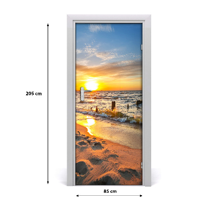 Adesivo em porta Pôr do sol no mar