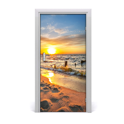 Adesivo em porta Pôr do sol no mar