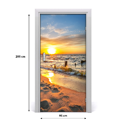 Adesivo em porta Pôr do sol no mar