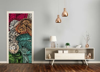 Papel de parede em porta Penas abstratas