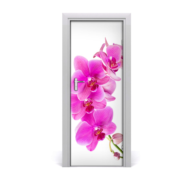 Adesivo em porta orquídea rosa