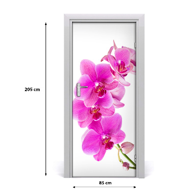 Adesivo em porta orquídea rosa