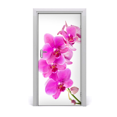 Adesivo em porta orquídea rosa