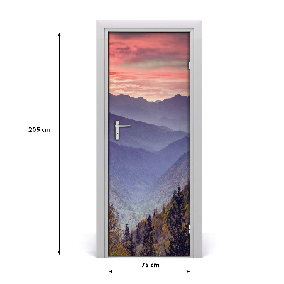 Autocolante para porta Nevoeiro sobre as montanhas