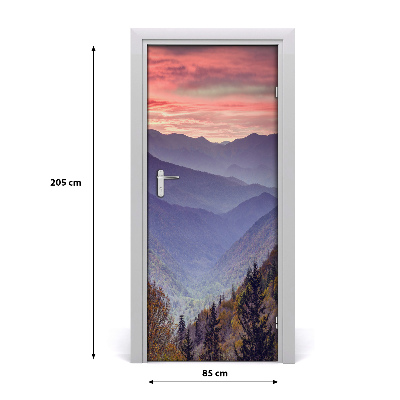 Autocolante para porta Nevoeiro sobre as montanhas