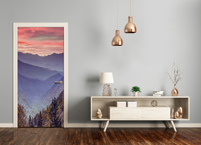 Autocolante para porta Nevoeiro sobre as montanhas