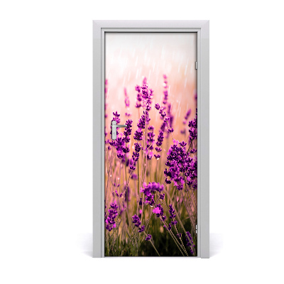 Papel de parede em porta Campo de lavanda