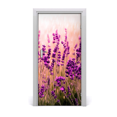 Papel de parede em porta Campo de lavanda