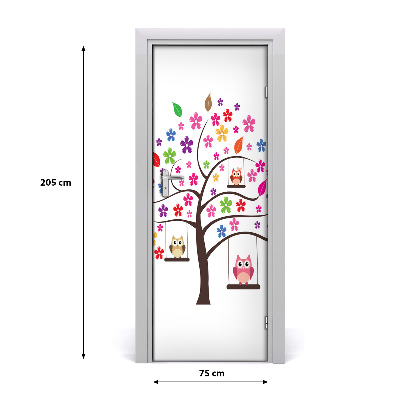 Adesivo em porta Corujas em balanços