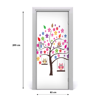 Adesivo em porta Corujas em balanços