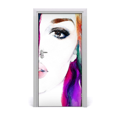 Autocolante para porta Mulher abstrata