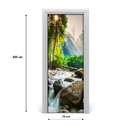 Autocolante para porta Cachoeira na floresta