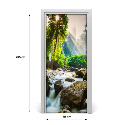 Autocolante para porta Cachoeira na floresta