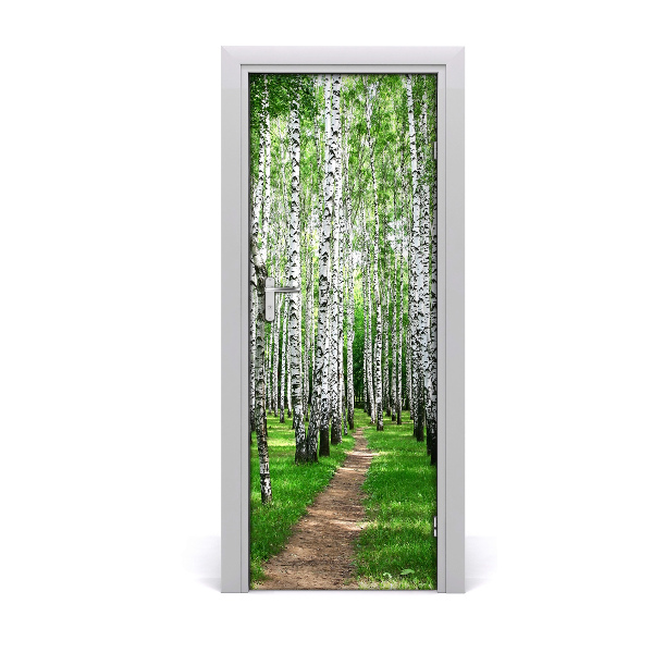 Adesivo em porta Floresta de bétulas