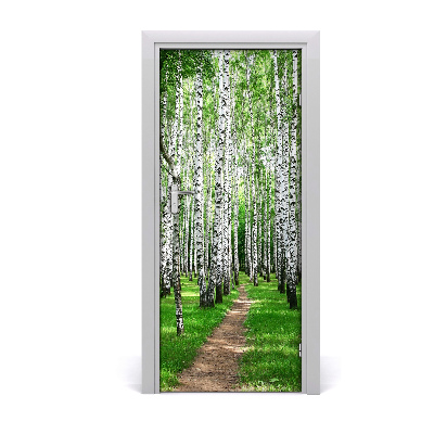 Adesivo em porta Floresta de bétulas