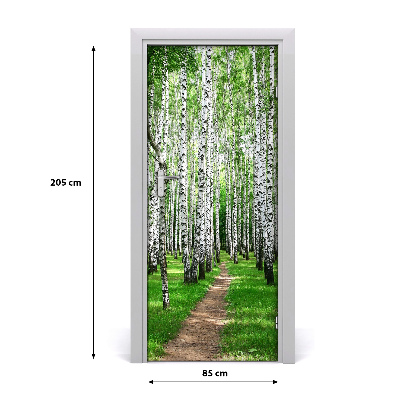 Adesivo em porta Floresta de bétulas